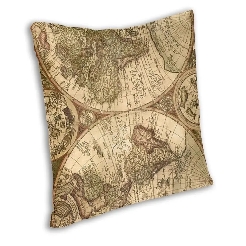 Fashion Ancient World Map Pillow Cover Home Decorative 3D Double Side Printing Cushion Cover for Car