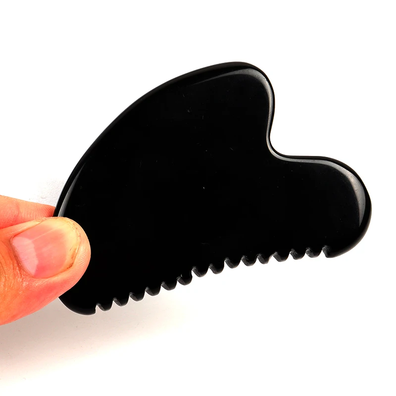 Black Obsidian Sawtooth Face Gua Sha Tool Skin Care Massage Body Natural Crystal Mineral Stone Massager Health Beauty Product