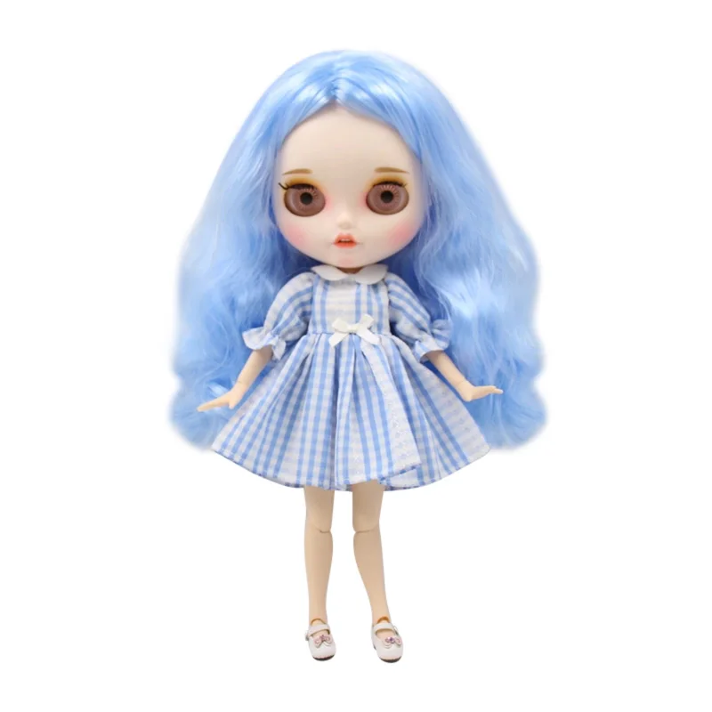 1/6 icy bjd 19 joint body 230BL6005 blue hair new matte face with eyebrows small opened-mouth SD gift cute girl