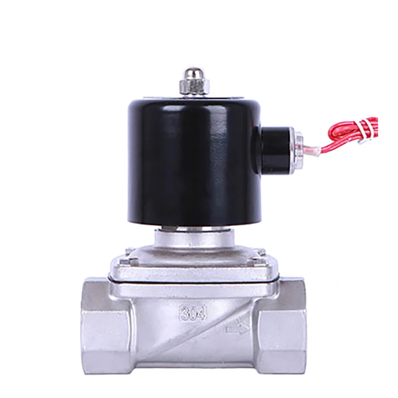 2 "Edelstahl Normalerweise Geschlossen Magnetventil Pipeline steuerschalter ventil wasser ventil Für Wasser Öl Luft 220 V – Detail 8