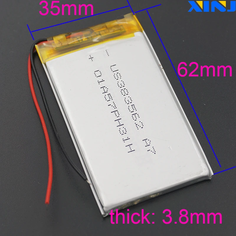 Batería Lipo de polímero de litio Li de 3,7 V 850 mAh 383562   Para GPS MP4 Cámara Grabadora de conducción Luz LED DashCam Altavoz Bluetooth