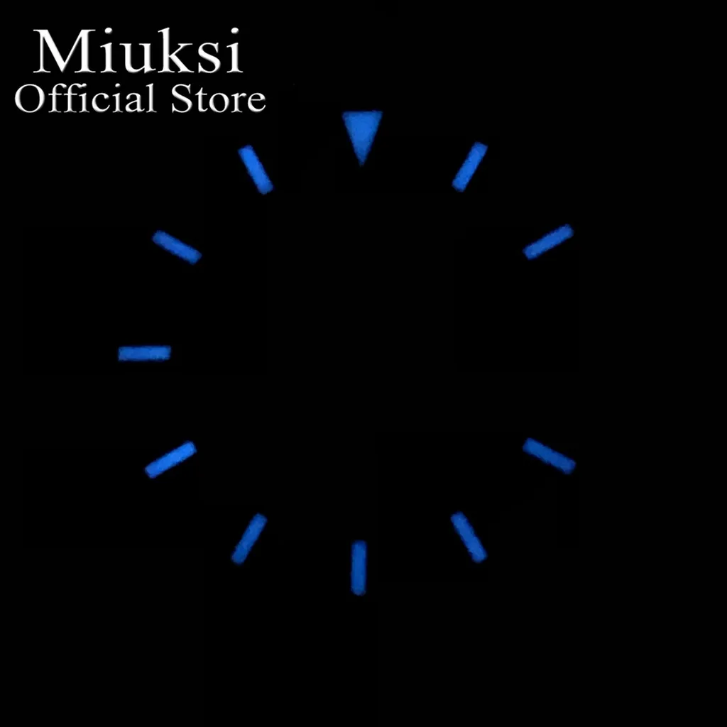 Miuksi 29mm black white gold dial luminous watch dial fit NH35 movement