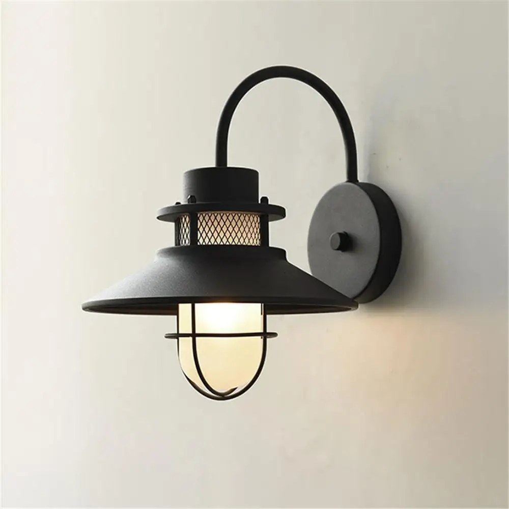 Outdoor Wall Mount Light Fixture Exterior Sconces 1 Lighting Lantern Textured Black Finish with Milky White Glass Shade