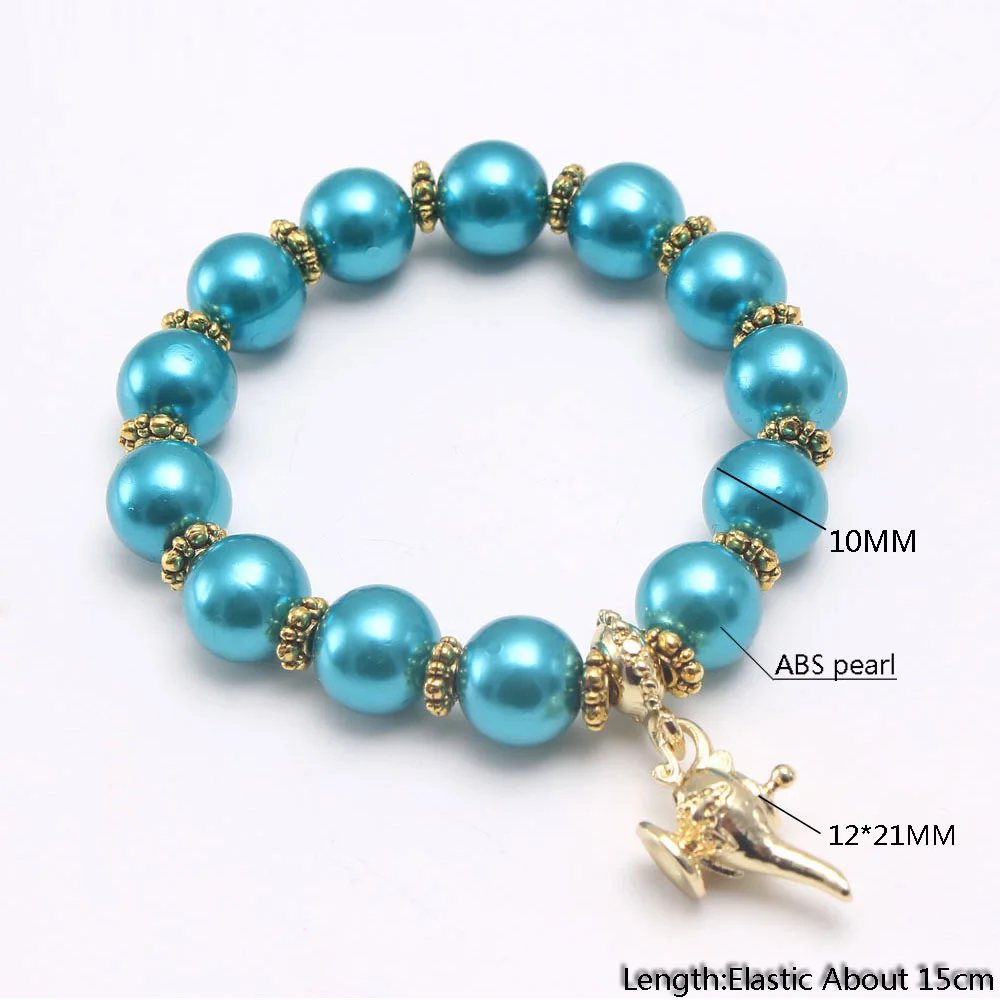 Alloy Aladdin magic lamp pearl girls Beaded bracelet children jasmine princess  pendant necklace accessories