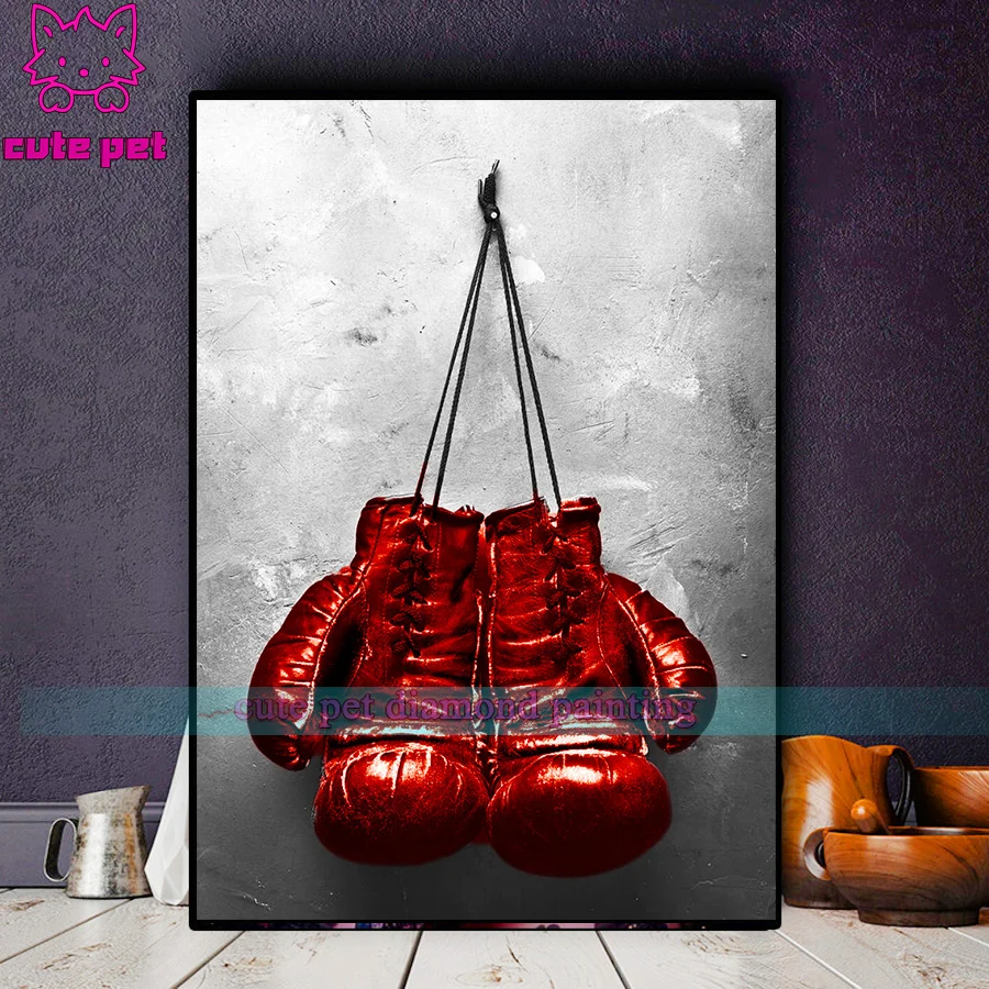 Boxing Gloves diamond embroidery cross stitch Sport Boxing 5D diamond Painting mosaic Decor Boxing hobby School Encouraging Gift