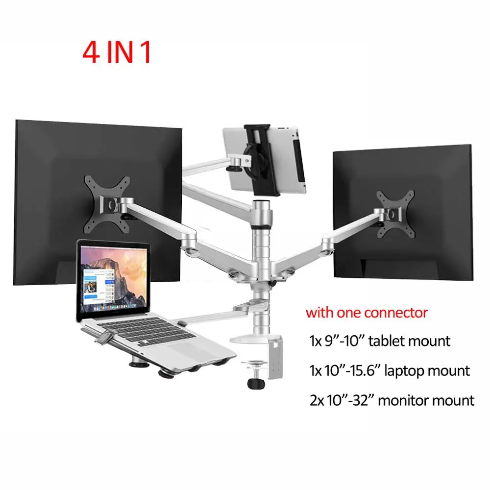 

OA-30S 4 In 1 Combination Bracket Stand Adjustable four Arm 10"- 15" Laptop Holder 7"- 10" Tablet 10"-32" four monitor stand