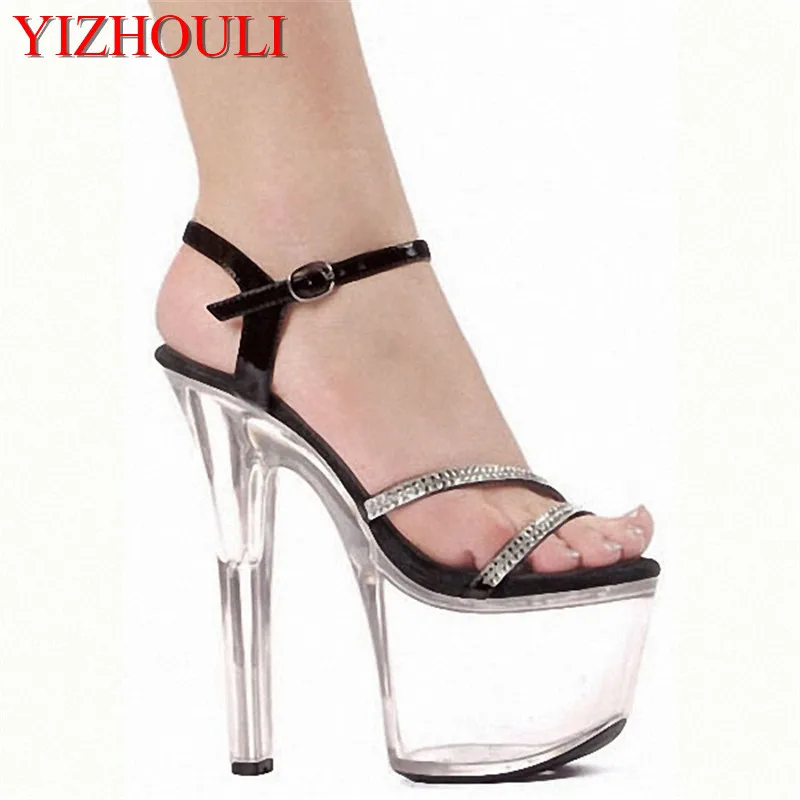 Hot Promotion Sexy 17cm Wedding Shoes Women Pole Dancing 7 Inch Platform High Heels Rhinestone High Heel Shoes