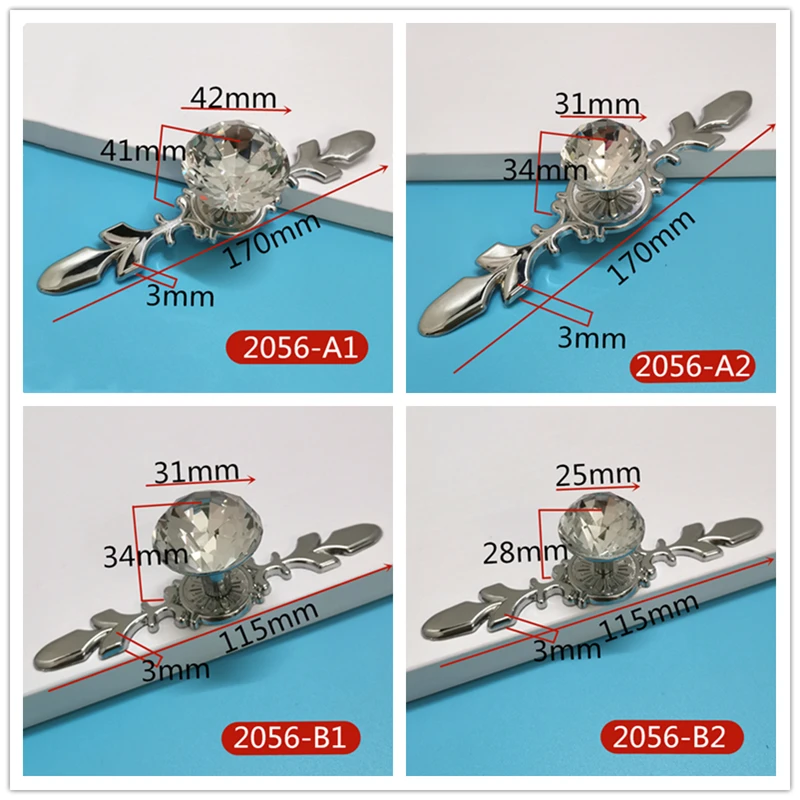 Hot Luxury Diamond Crystal Handles Shoebox Cabinet Handles Closet Door Drawer Knobs Wardrobe Pulls Pullers With Screws Hardware