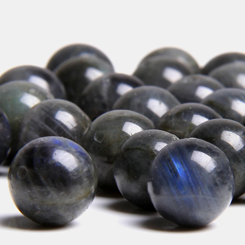 

High quality Natural Spectrolite gem Stone beads black Round smooth Labradorite Loose gem Beads for Jewelry Making Bracelet gift