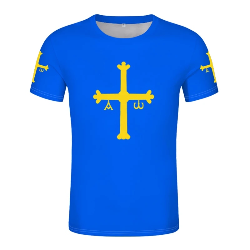 Asturies Shirt Free Custom Made Name Number Oviedo Gijon T-shirt Print Flag Word Mieres Langreo Spain Spanish D'asturies Clothes