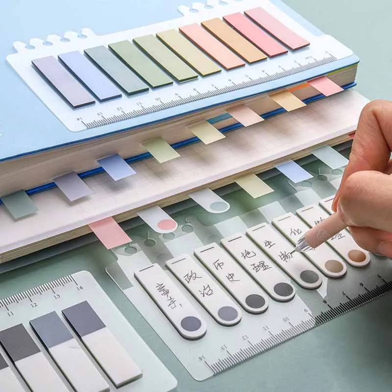 200/120/60 Sheets Morandi Color Memo Pad PET Waterproof Writable Classification Label Sticker Sticky Notes Index Cute Stationery