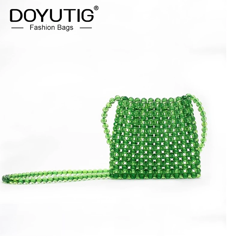 DOYUTIG Cute Design Women's Hand Made Beads Mini Hollow Bags Lady Fashion ABS Beads Cross-Body Bags Lovely Shoulder Bags A247