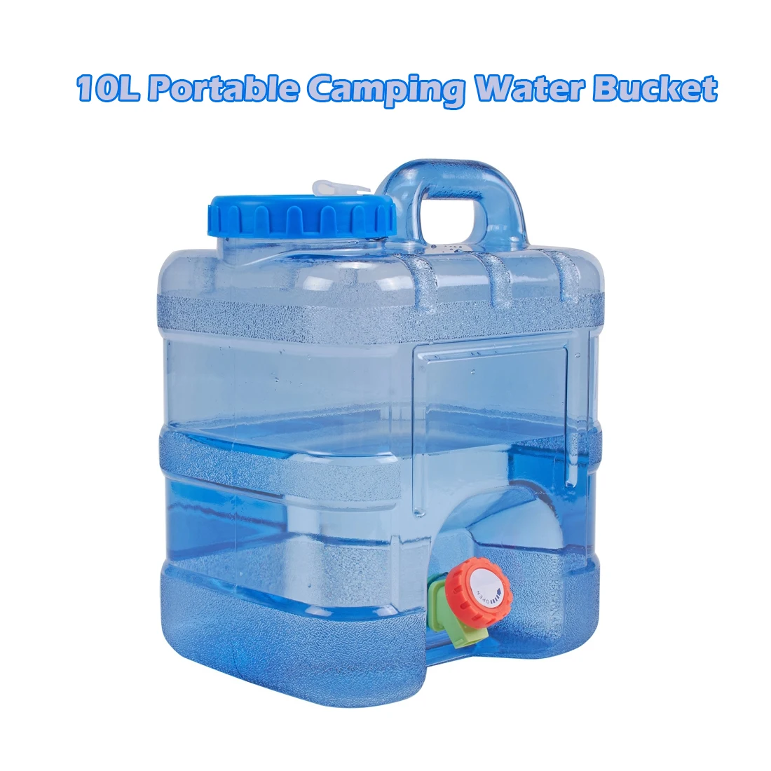 10L Portable Water Bucket Large-Caliber Driving Water Tank Container with Faucet for Camping Hiking