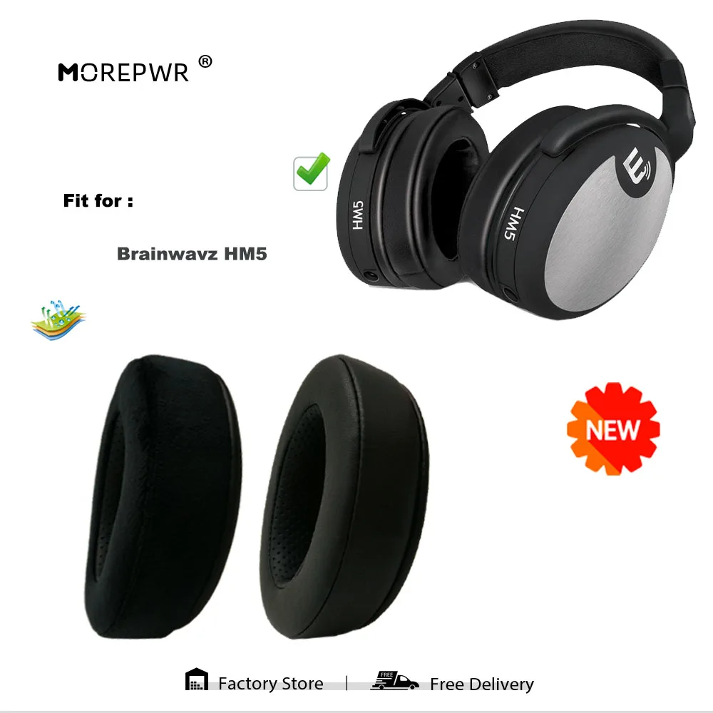 

Morepwr New Upgrade Replacement Ear Pads for Brainwavz HM5 Headset Parts Leather Cushion Velvet Earmuff Earphone Sleeve