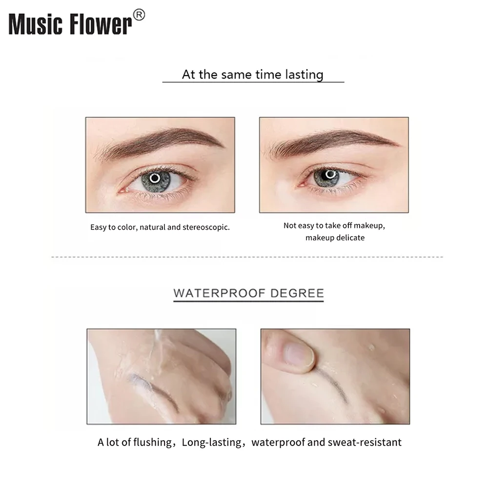 Musica fiore matita per sopracciglia impermeabile tatuaggio penna per sopracciglia schizzo liquido Eyebrown sapone sopracciglia Enhancer ciglia pennelli per trucco