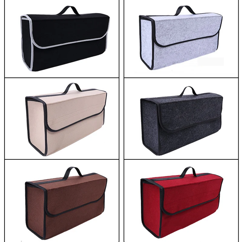 Felt Cloth Car Trunk Organizer Box Portable Foldable Storage Box Case Auto Interior Stowing Tidying Container Bags Black Grey