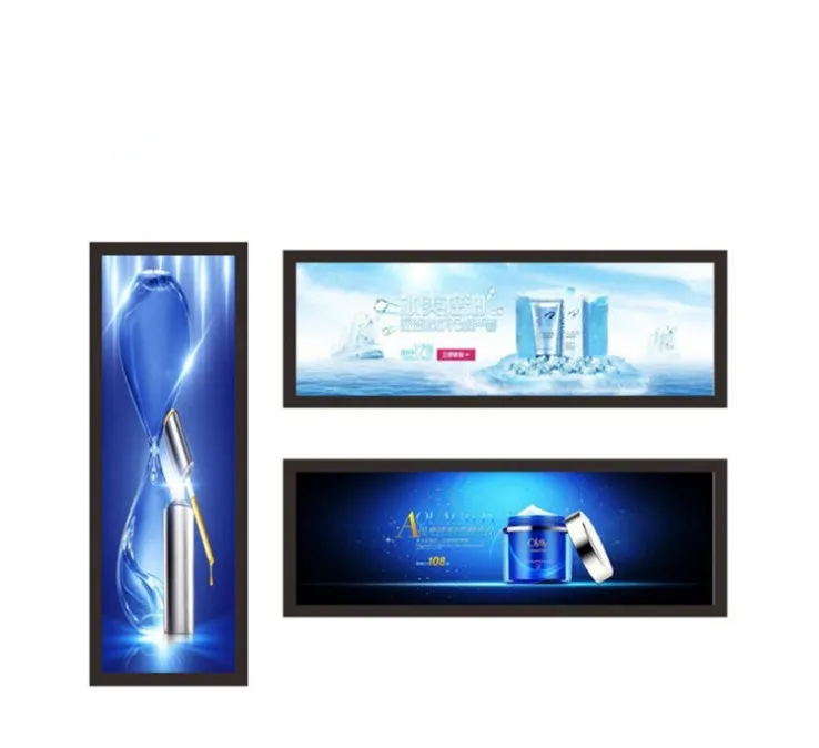 22 inch LCD shelf mount remote control digital signage stretch bar screen shelves lcd led display