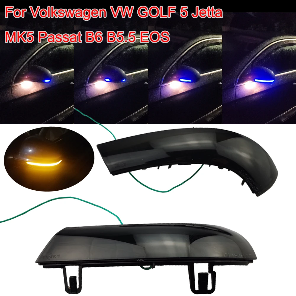 BINGWFPT 2003 MK5 5 2008, untuk VW Golf 5 / 6 Plus 2005-2013 indikator cermin sayap samping lampu sein LED dinamis