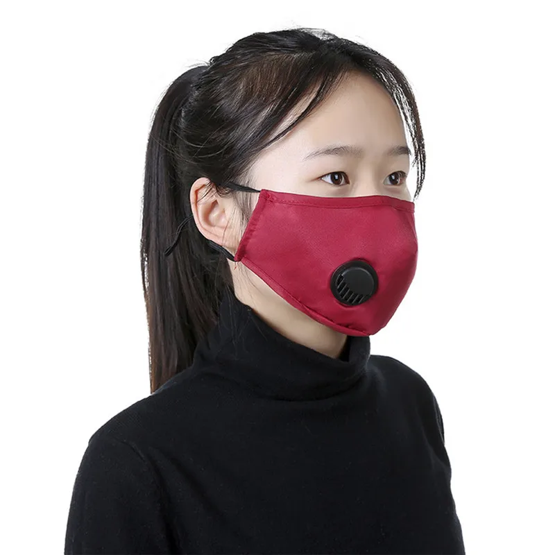 5pcs face mask Breath Valve PM2.5 Mouth Mask Anti-Dust Anti Pollution Mask Cloth Activated Carbon Filter Respirator With Valve