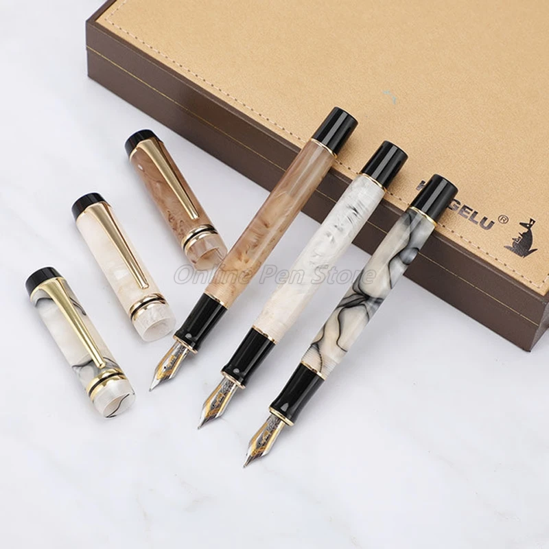 

Kaigelu 316 Celluloid Resin Marble Barrel 22KGP Medium Broad Nib Fountain Pen Professional Stationery Writing Pen Gift Accessory