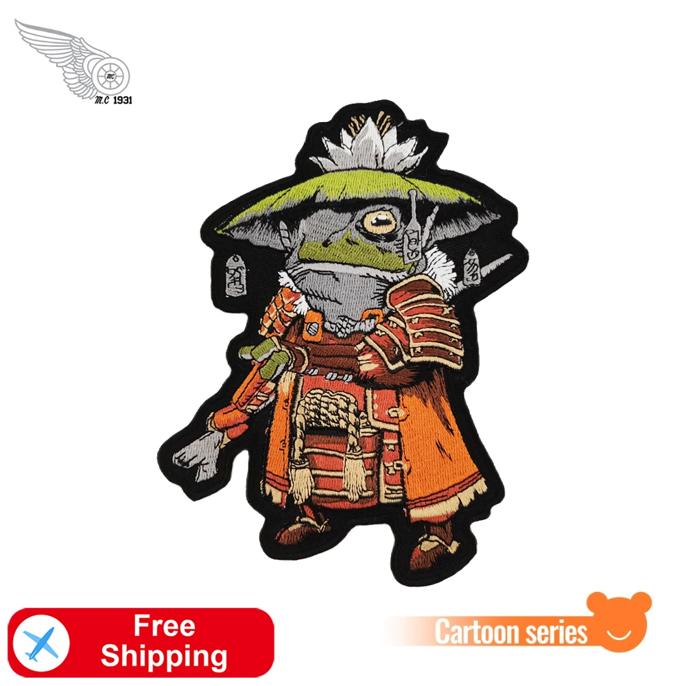 Japanese Cartoon Character Patches Frog Guard Embroidered Iron on for Clothes Patch DIY Hot Sales Cool Punk Badges Biker Sticker