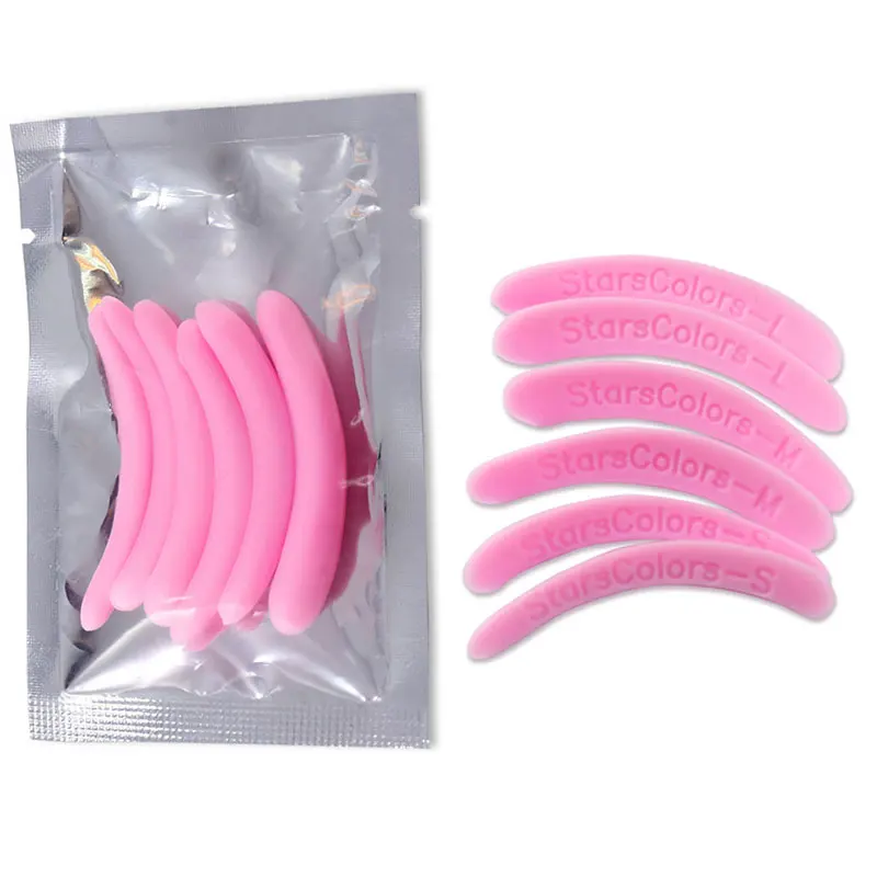 Pink 3pairs Eyelash Perm Silicone Pad Recycling Lashes Rods Shield lifting 3D Eyelash Curler Accessories Applicator Tools