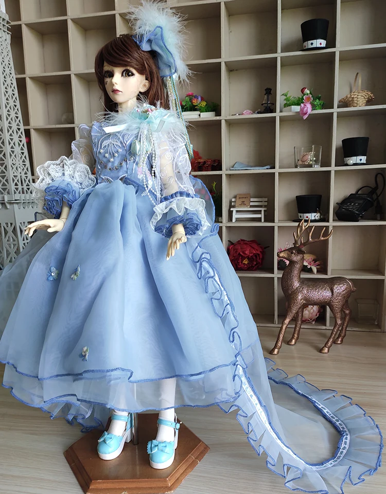 

1/4 1/3 BJD Trailing Dress+Headwear set doll clothes accessories for BJD/SD MSD SD13,not include doll,shoes,wig and other E2692