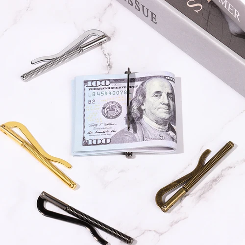 Imagen 2 del producto Clip de dinero plegable de Metal de alta calidad, billetera de barra Simple, piezas de repuesto portátiles, abrazadera de resorte, soporte de efectivo, billetera duradera, nuevo, caliente