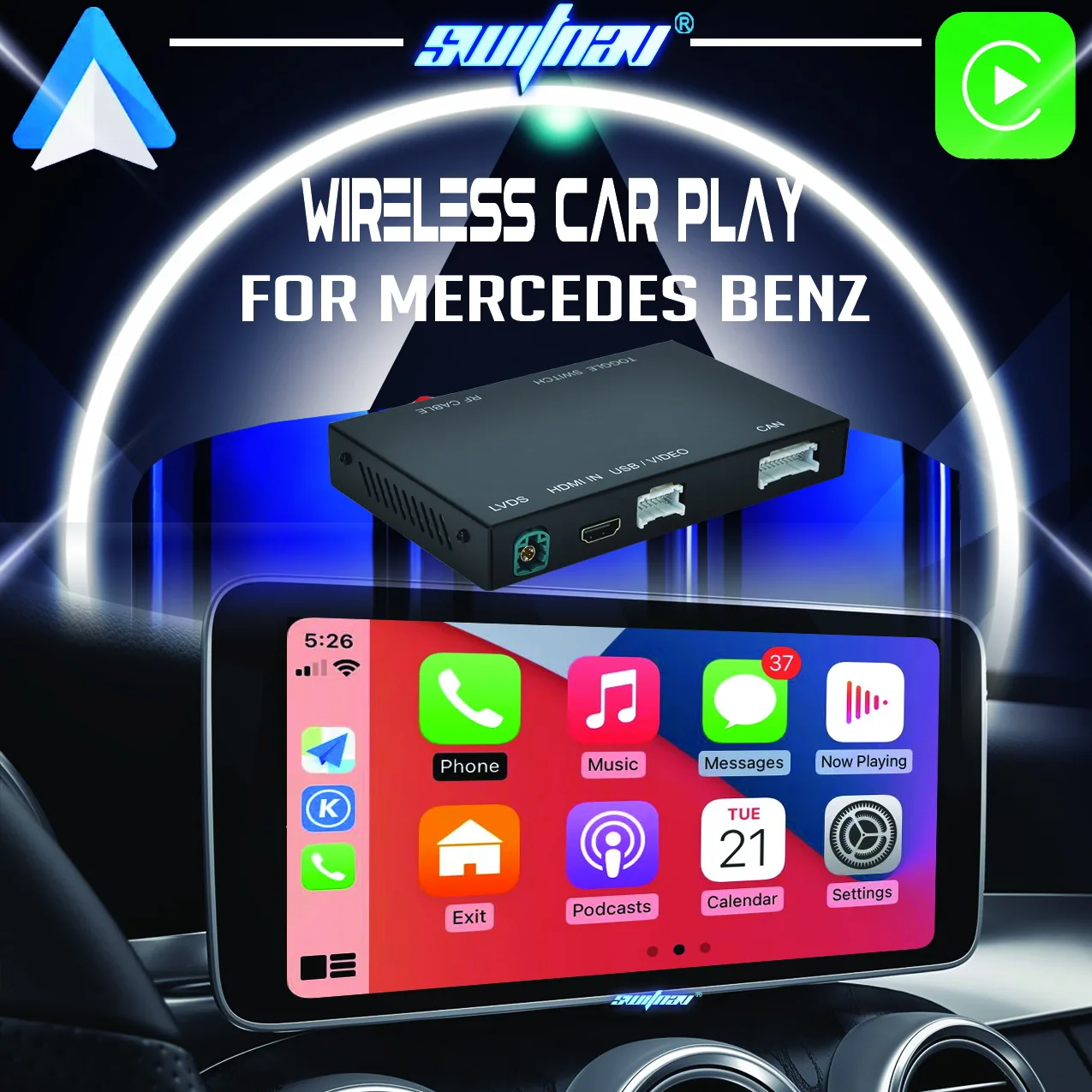 SWITNAV Wireless Carplay For Mercedes Benz series NTG 4.5 NTG 4.7 NTG 5.0 IOS Apple Carplay Android Auto Module