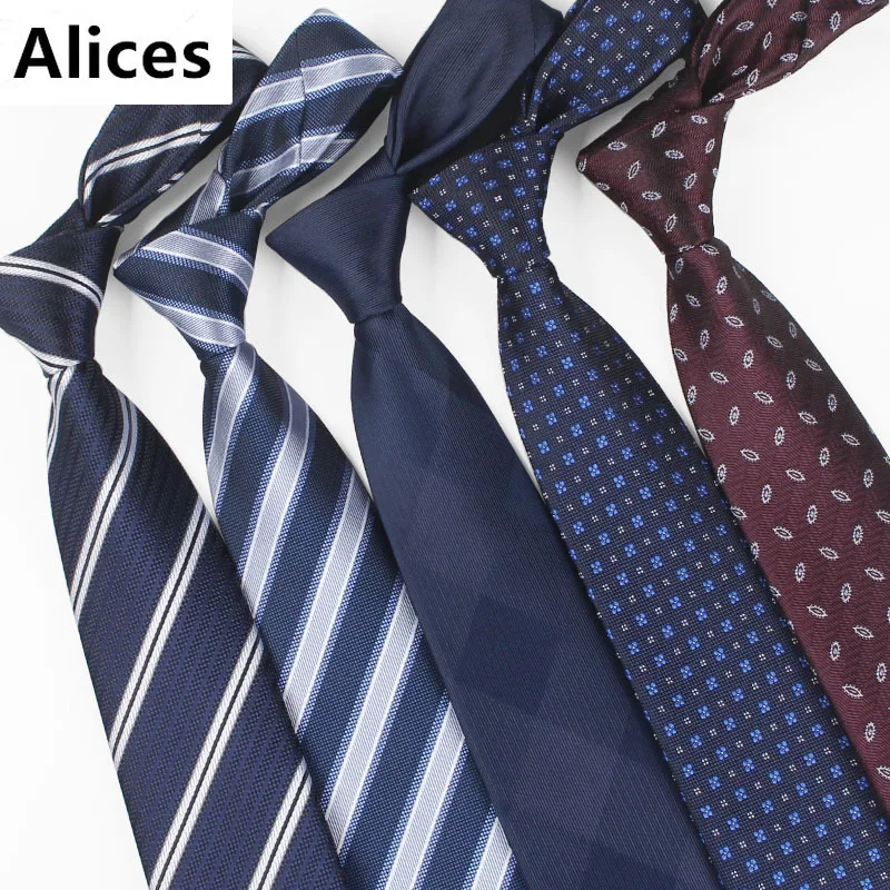 

High Quality New Gravata Striped Print Blue Silk Neck Ties for Men Tie 7cm Slim Wedding Neckties Mens Necktie Cravate