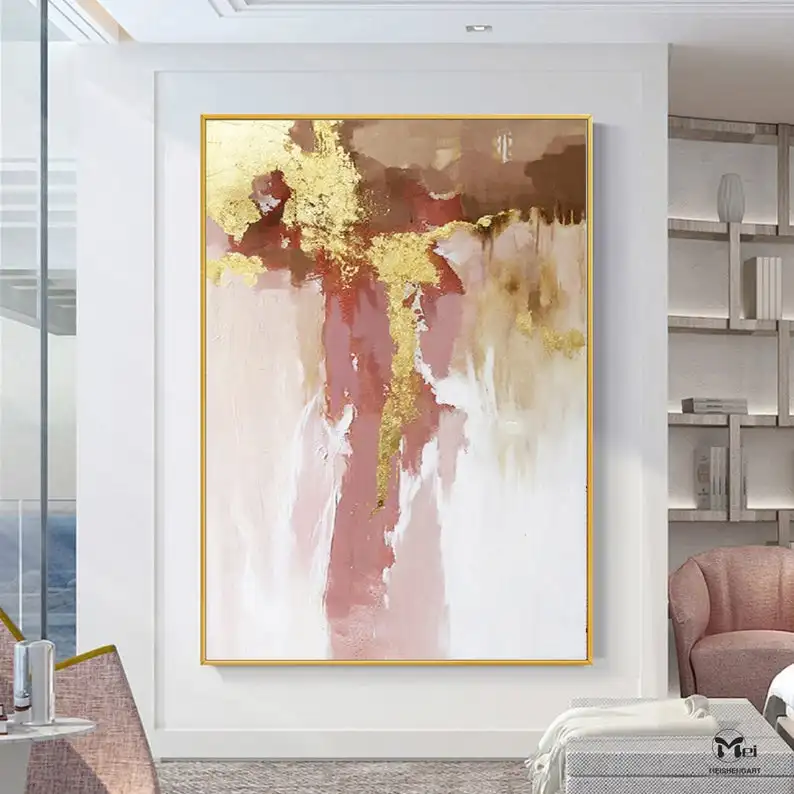 

Pink Abstract Painting Blush Pink Wall Art Colorful Wall Art Large Acrylic Painting Bright Wall Art Large Canvas Art for Bedroom
