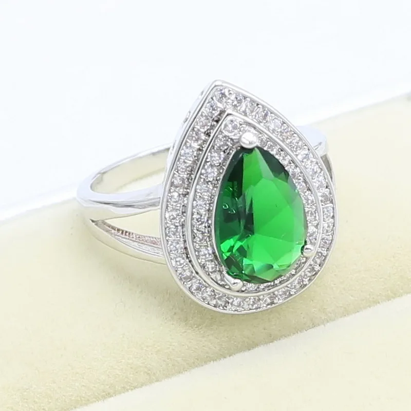 Anel de prata esterlina 925 esmeralda verde para mulheres festa de aniversário joias casamento vintage anéis femininos