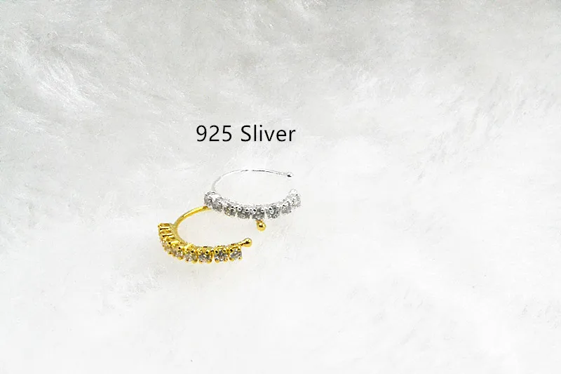 50 Stück Nasenring-Ohrstecker aus 925er-Sterlingsilber, glänzende CZ-Edelsteine, Körperschmuck, kein Piercing, Ohrhelix – Detail 3