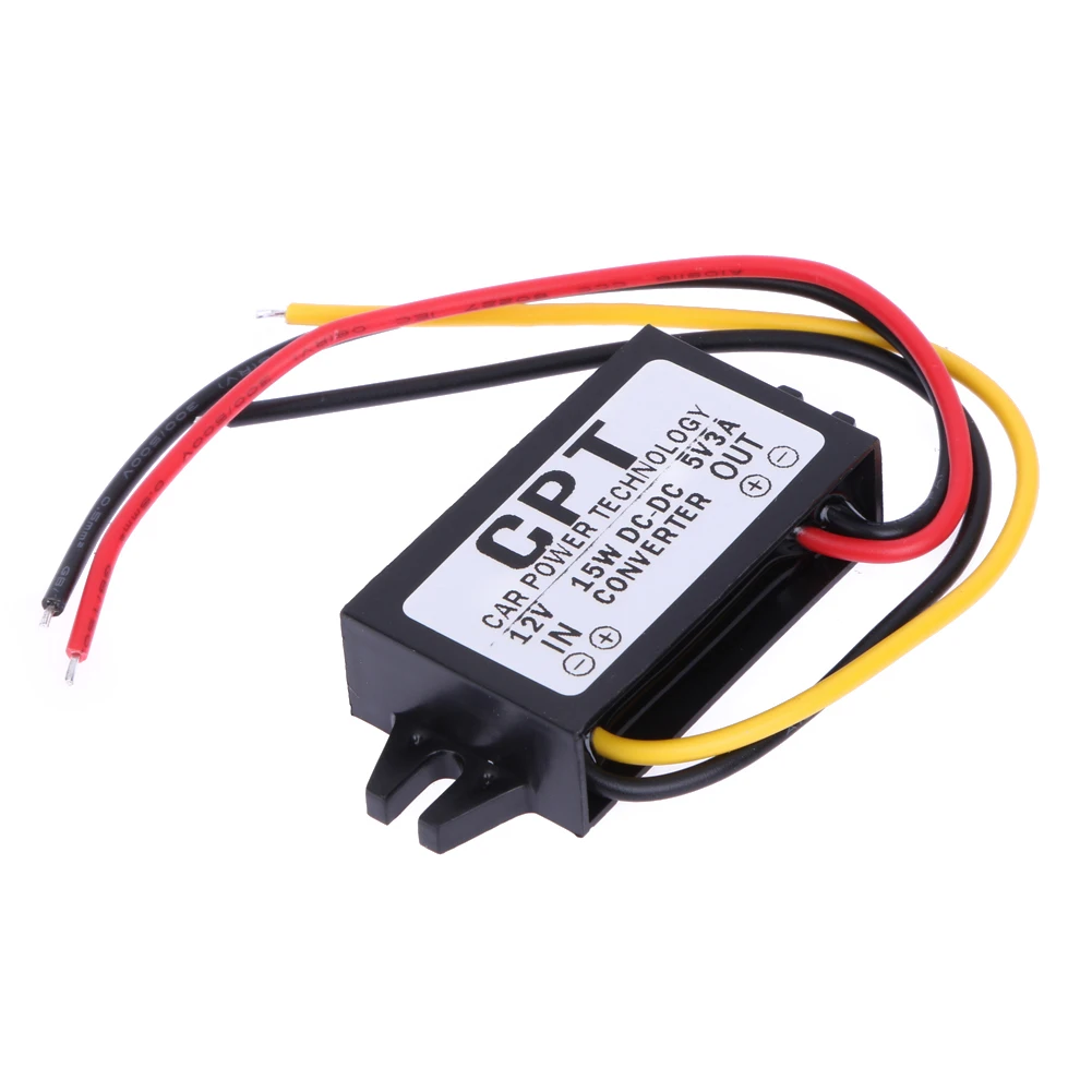 DC-DC 12V to 5V 3A 15W Car Power Converter Micro Mini USB Step Down Voltage Power Supply Output Adapter Low Heat Auto Protection