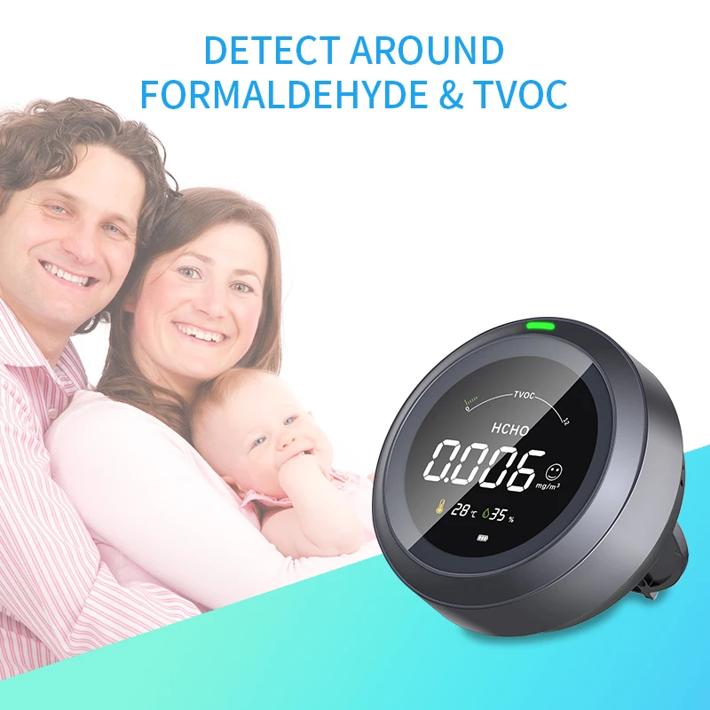 Fabisense Luchtkwaliteit Monitor Formaldehyde Detector Professionele Tvoc Hcho Hygrometer Hermometer Sensor Indoor Gas Analyzer PTH2