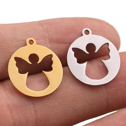 5pcs/lot Stainless Steel Gold Angel Wings Pendant Charm Handicraft Jewelry Making Necklace Crafts Findings Wicca Aka Sorority