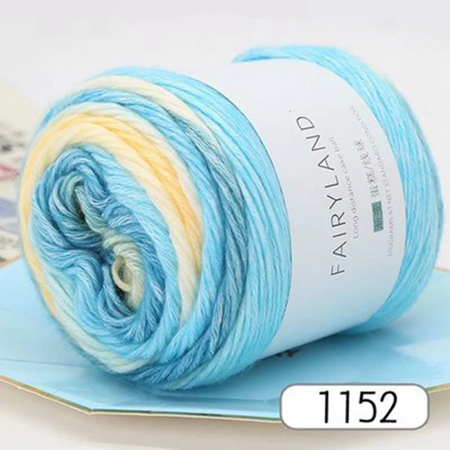 100g Rainbow Woollen Yarn New Soft Hand Woven Cake Yarn Hat Scarf Sweater Dyeing Crocheting Fancy Blend Yarn