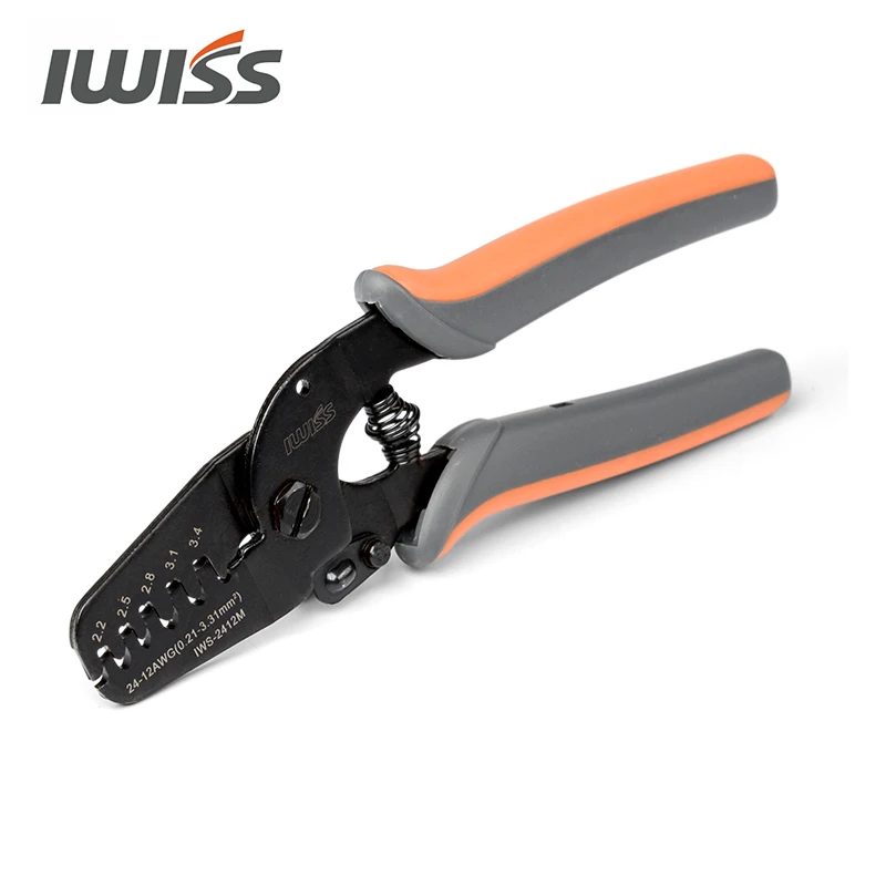 IWISS Mini Crimping Tools IWS-2412M Open Barrel Crimper Tool Works for AWG24-12 JAM, Molex, Tyco, JST Terminals and Connectors