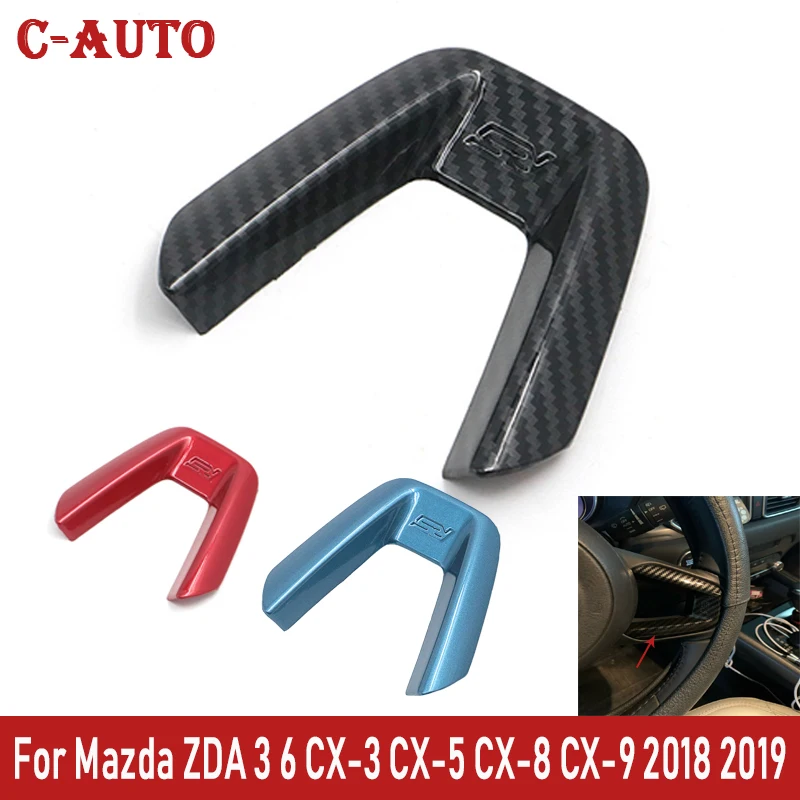 C-Auto Car Steering Wheel Trim Black Blue Red Circle Sequins Cover For Mazda ZDA 3 6 CX-3 CX-5 CX-8 CX-9 2018 2019