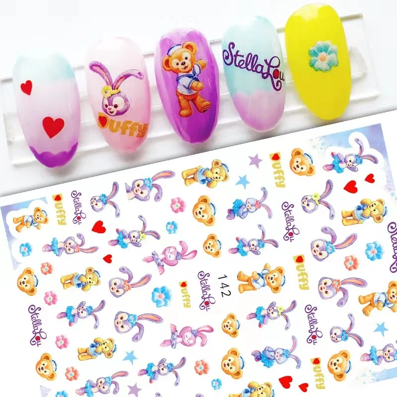 Disney Princess 3D Nail Stickers DIY Cartoon Character Nail Art Decals Nail Sliders Duffy Bear Mickey Mouse Nail Art Decorations