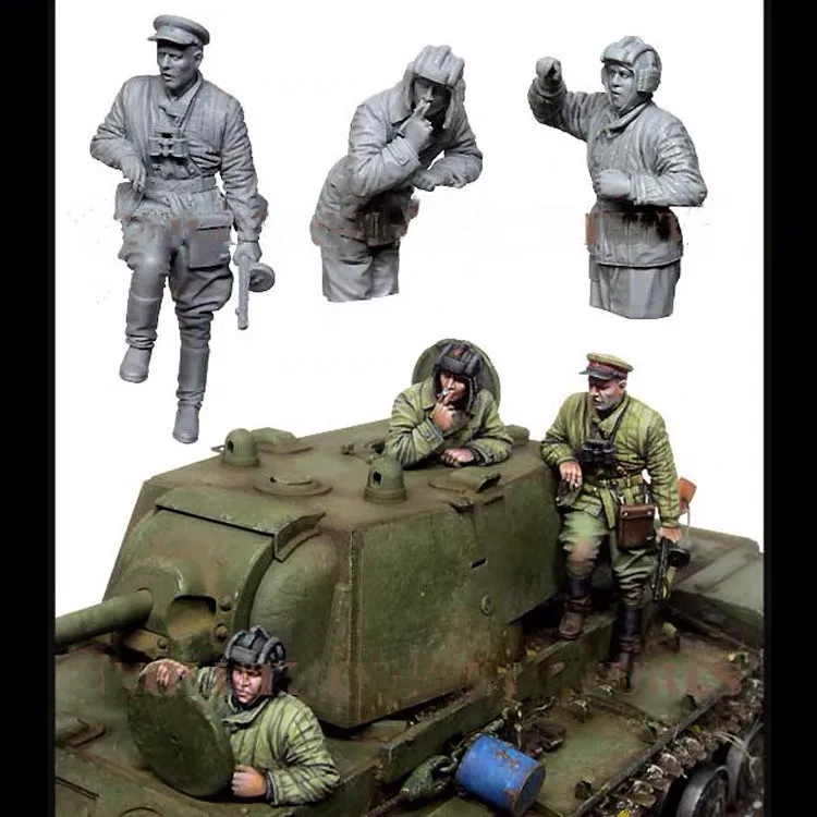 1/35 Resin model kit WW II Tank crew 3 soldiers rest Unassembled Unpainted