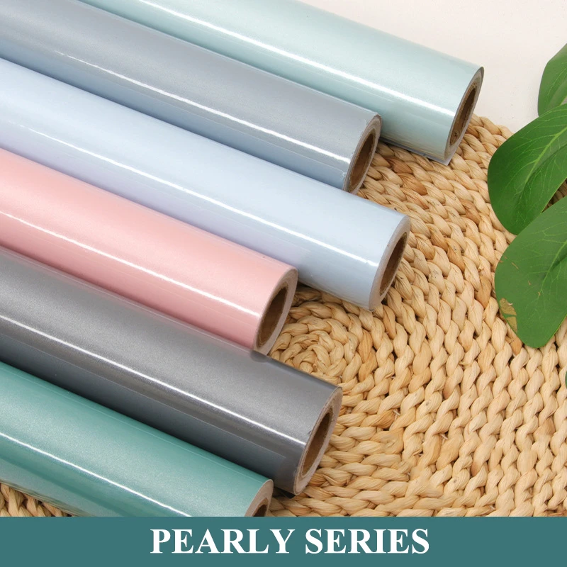 Pearlescent Solid Color Wallpaper PVC Self-adhesive Kitchen Bathroom Furniture Decoration Sticker Waterproof DIY Contact Paper