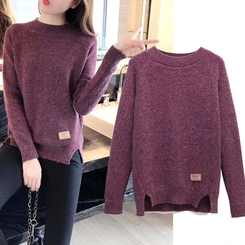 2024 Swetry i pulowery damskie Jesień Zima Długi rękaw Pull Femme Solid Pullover Kobieta Casual Krótki sweter z dzianiny W1629