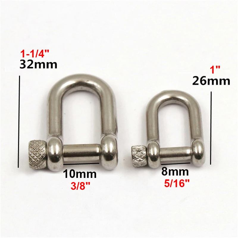 1 x Stainless Steel Carabiner D Bow Shackle Fob Key Ring Keychain Hook Screw Joint Connector Buckle 2 sizes available