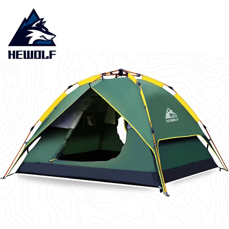 

Hewolf 3-4 person Camping Tent Automatic Waterproof Double Layer Tents Ultralight Outdoor Hiking Picnic Quick Opening Tent