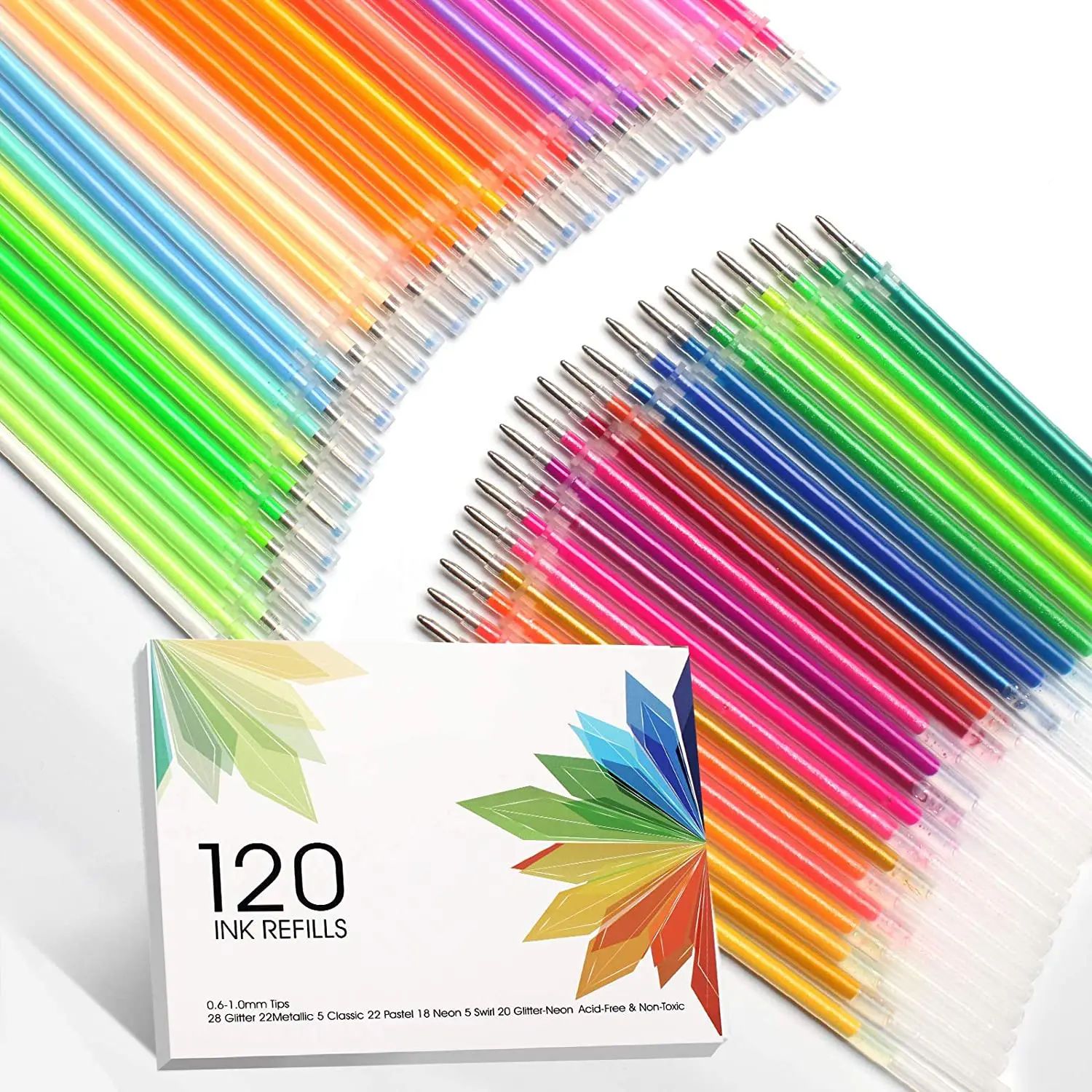 New 120 Colors Gel Pen Ink Refills Glitter Neon Gel Ink Pens Refills Replace Cartridges for Glitter Gel Pens Set,for Kids