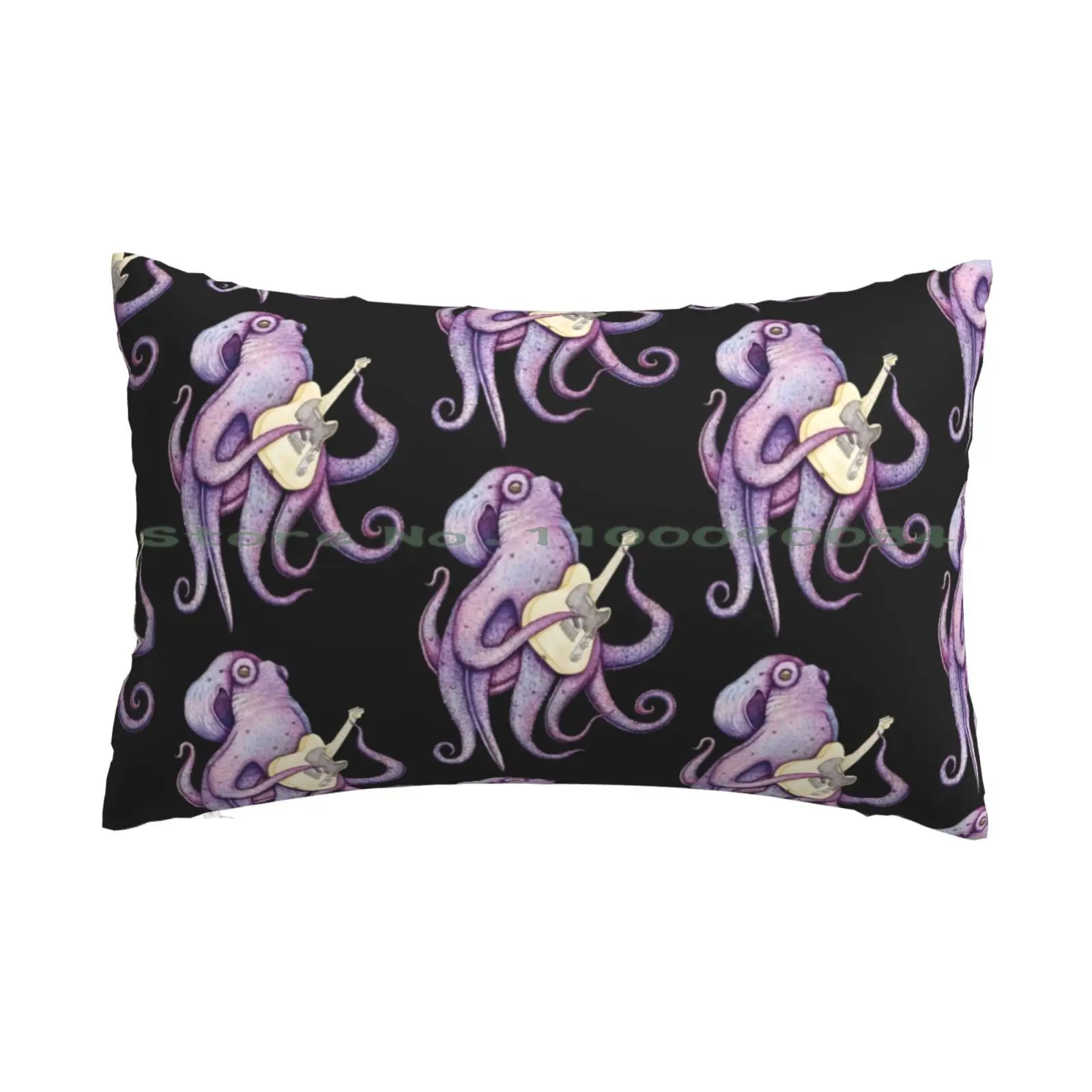 Polah-The Axe Wielding Octopus ( On Black ) Pillow Case 20x30 50*75 Sofa Bedroom Grazie Vale Grunge Grazie Vale Motor Gp Team