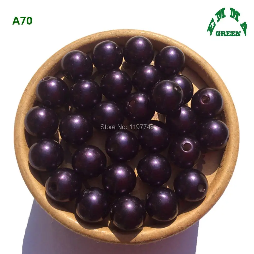 Halloween Purple Beads for Kids Bubblegum Necklaces 6mm to 30mm A70 Deep Purple Acrylic Abs Pearls With Straight Hole for DIY