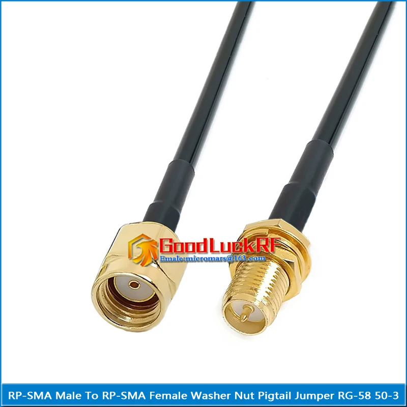 RP-SMA RPSMA Male to RP-SMA RP SMA Female Washer O-ring Bulkhead Mount Nut Pigtail Jumper RG-58 RG58 3D-FB Extend cable 50 Ohm