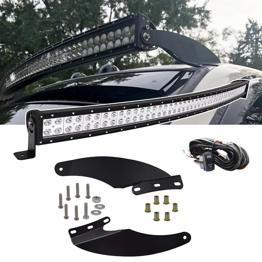 

Wsen For 1994-2001 Dodge Ram 1500 2500 Upper Roof windshield Mount Brackets with 52" 300W Curved LED Light Bar and Wiring Kit